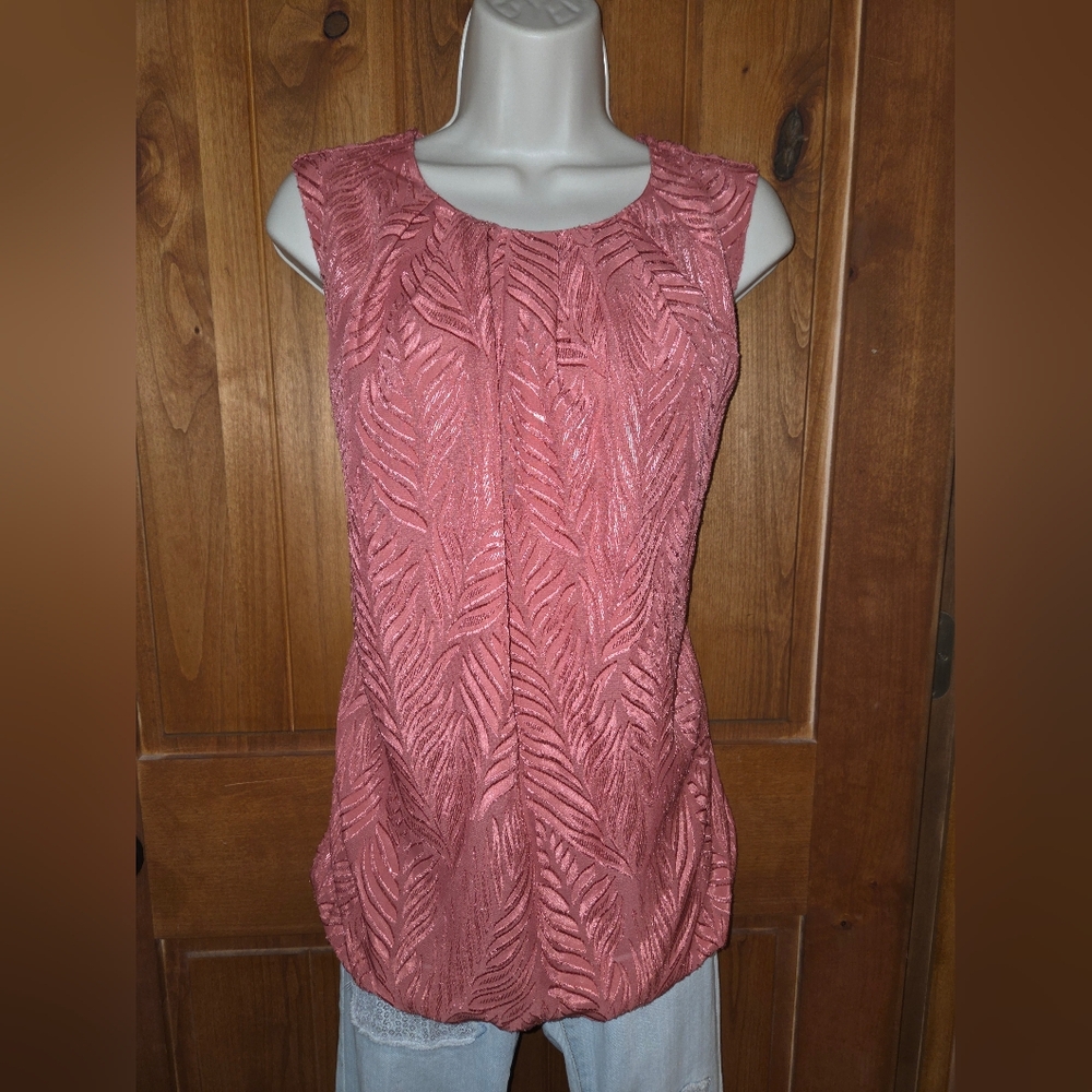 Liz Claiborne Dusty Rose Textured Sleeveless Blouse